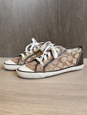 Y2K Coach F0007 Barrett Monogram Canvas Low Top Sneakers Size 7
